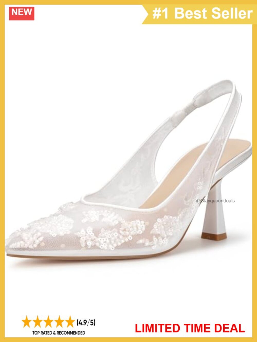 Kitten Heel Slingback Pumps Floral Embroidered Rhinestone Wedding Shoes